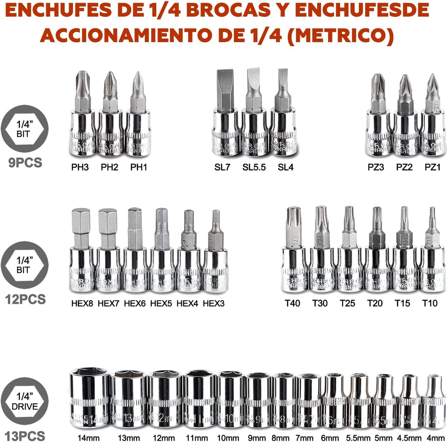 Juego De Llaves De Dados De 46 Piezas