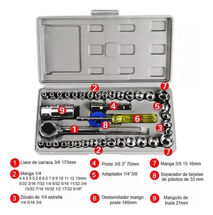 Kit 40 Juego De Herramientas Mecanica Da