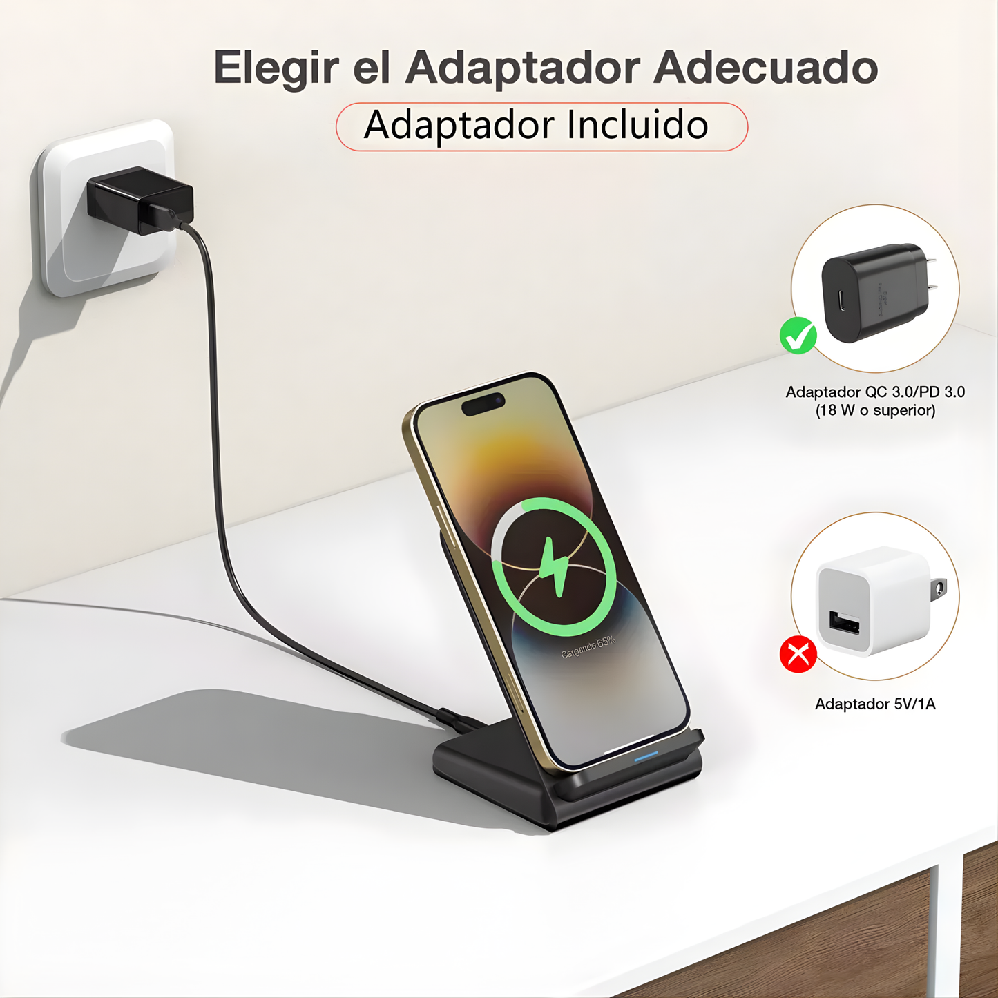 Cargador Inalambrico Qi Carga Rapida